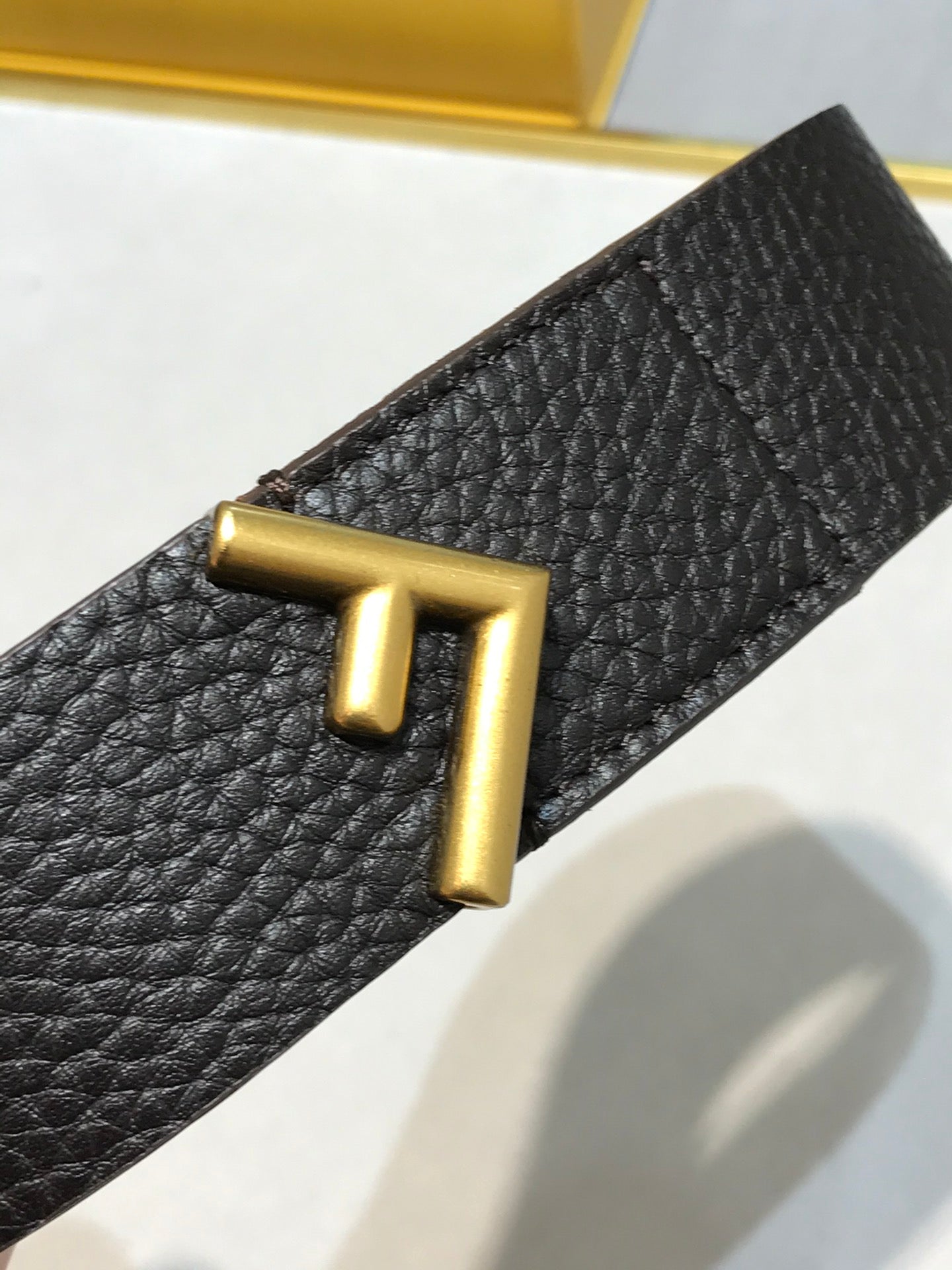 Fendi FF Buckle Belt Black Grained Cuoio Romano Leather