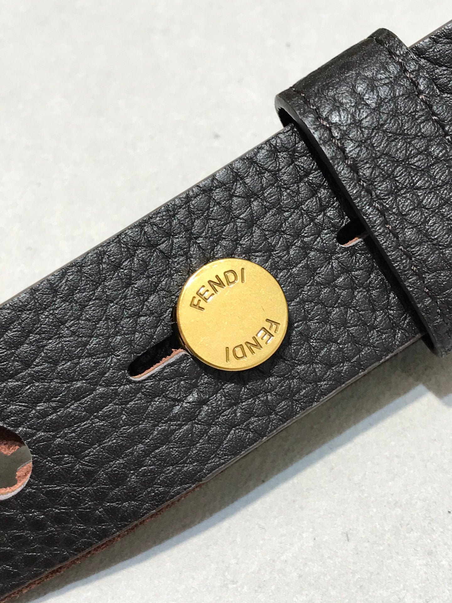Fendi FF Buckle Belt Black Grained Cuoio Romano Leather