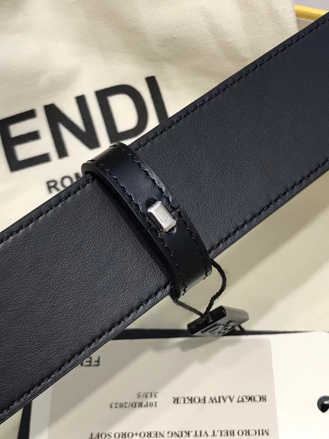 Fendi Reversible FF Buckle Belt Black Embossed Leather and Smooth Calfskin