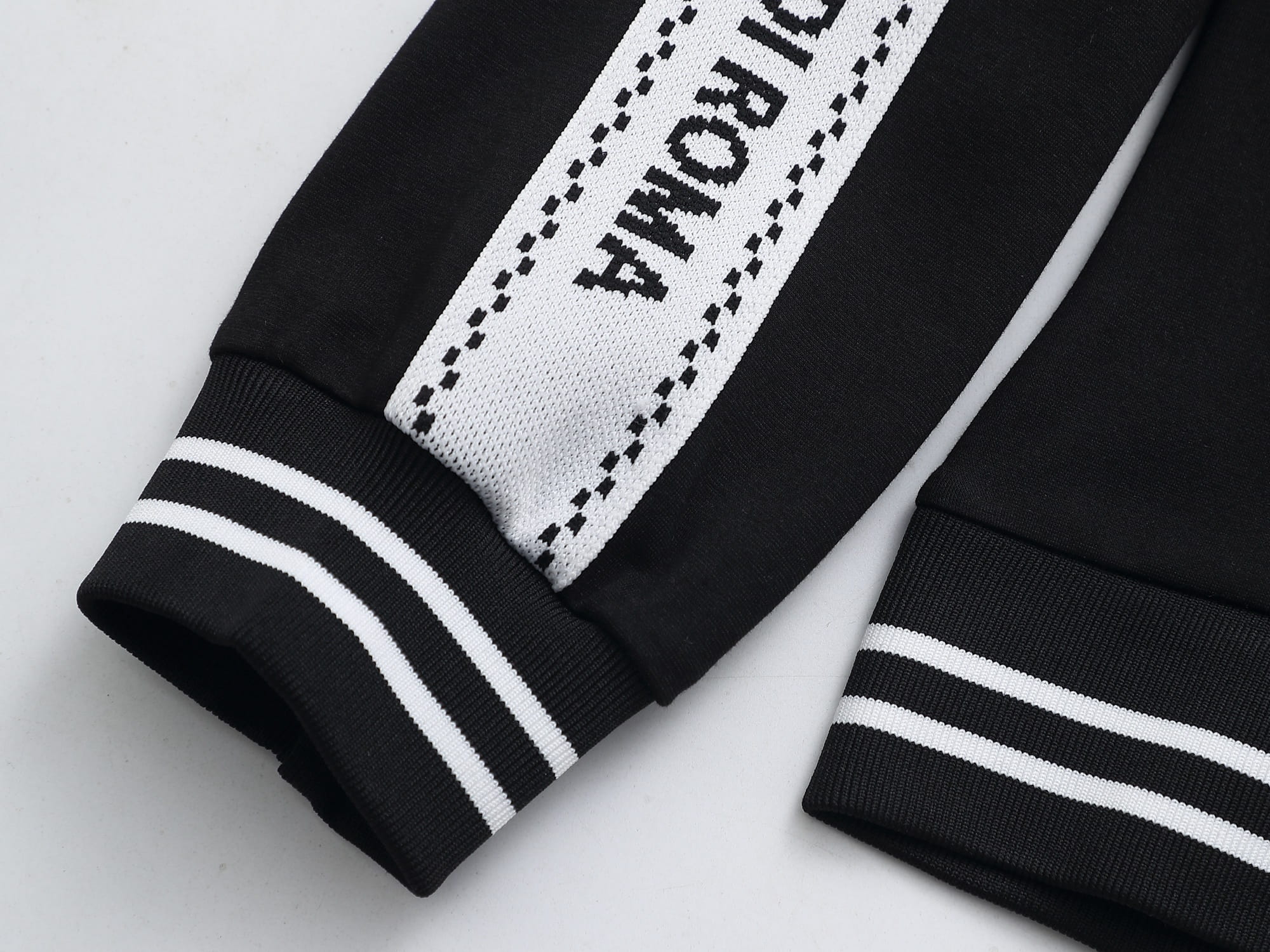 Fendi Roma Logo Striped Tracksuit Set - Black Technical Knit Zip
