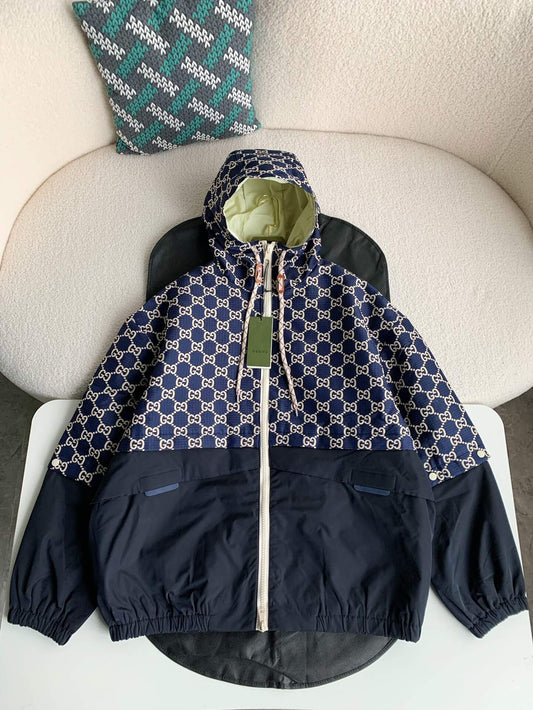 GUCCI GG Ripstop Fabric Zip "Blue/Ivory" Jacket