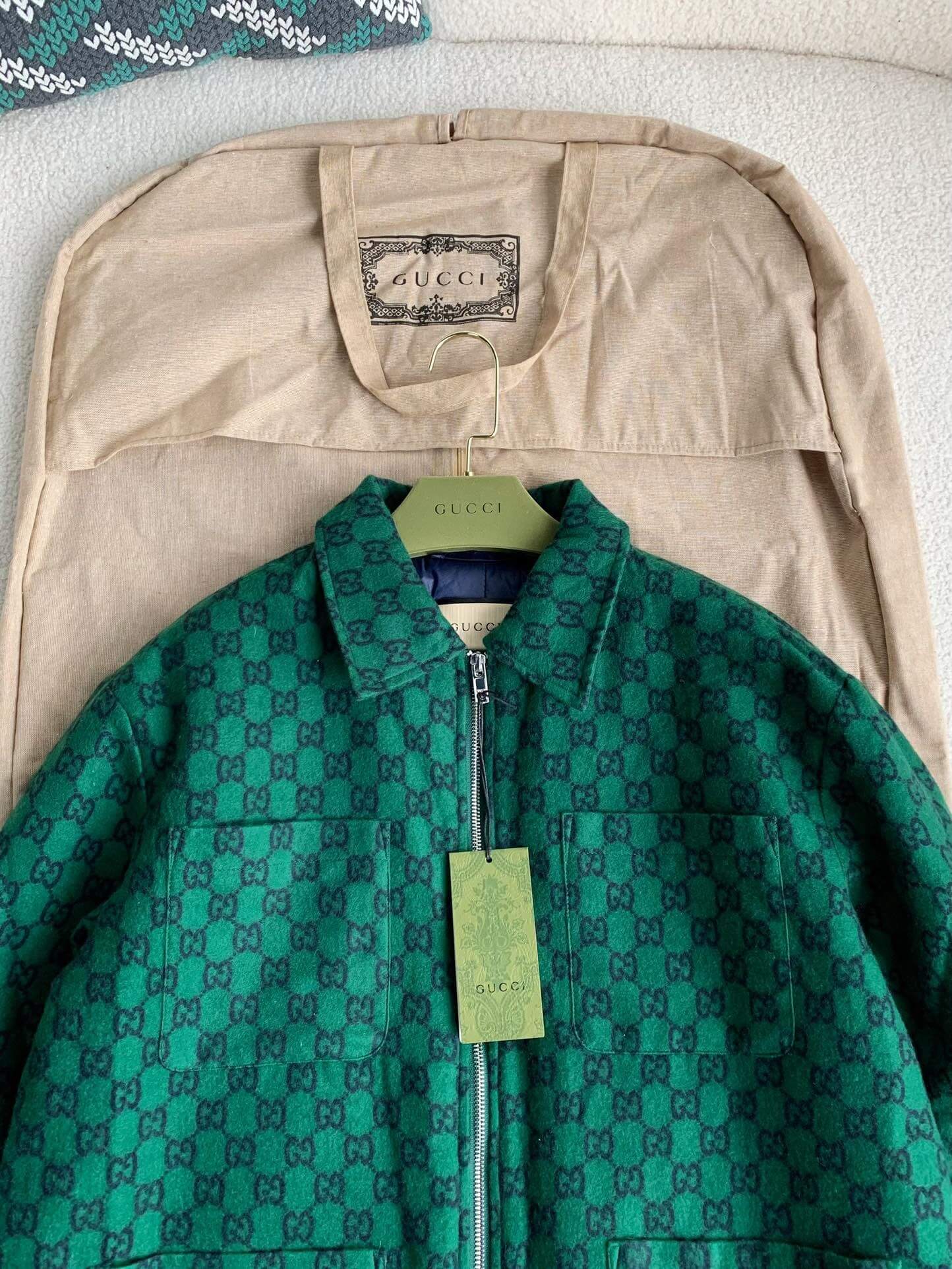 Gucci GG Wool Flannel Quilted Overshirt