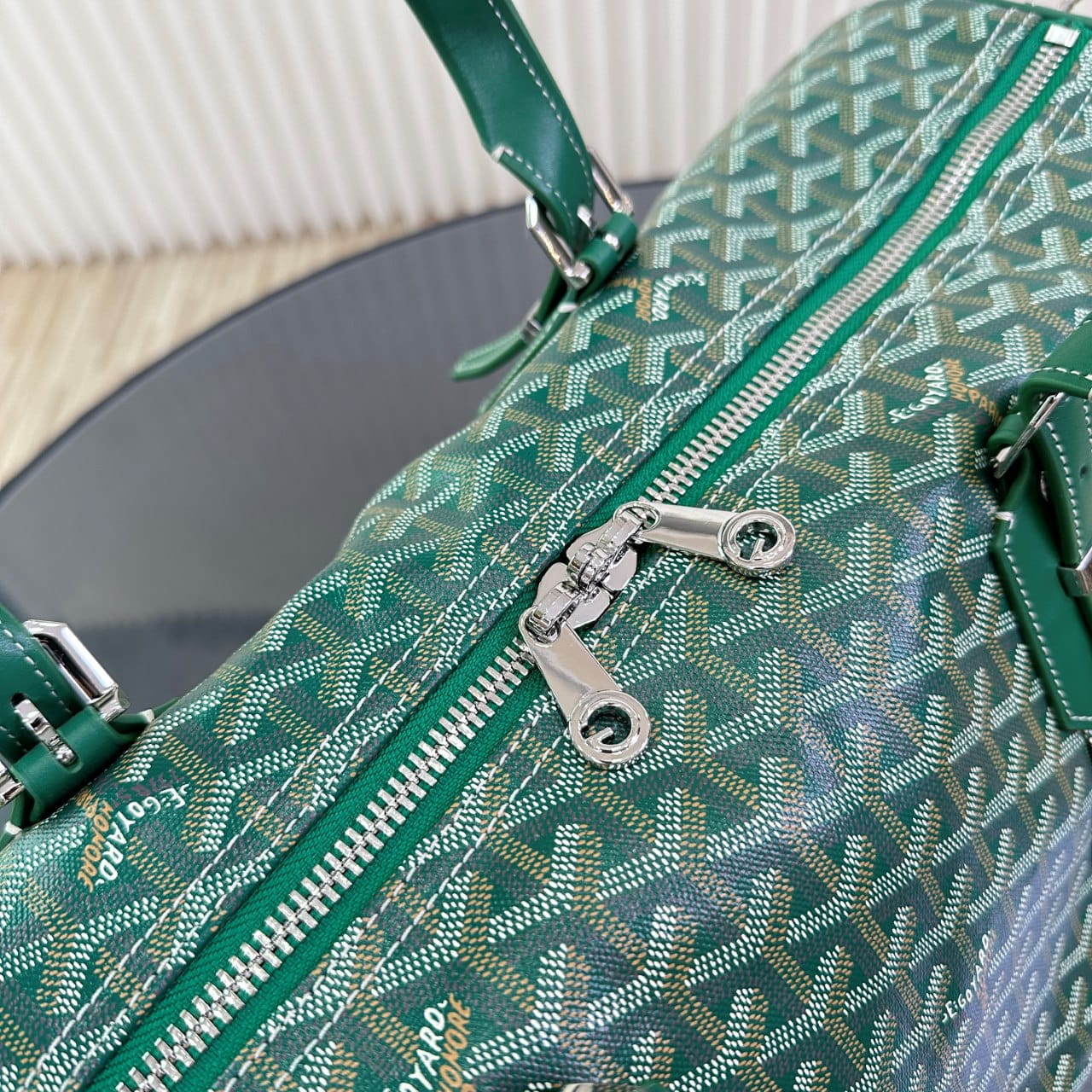 Goyard Green Goyardine Coated Canvas and Leather Boston 50 Bag