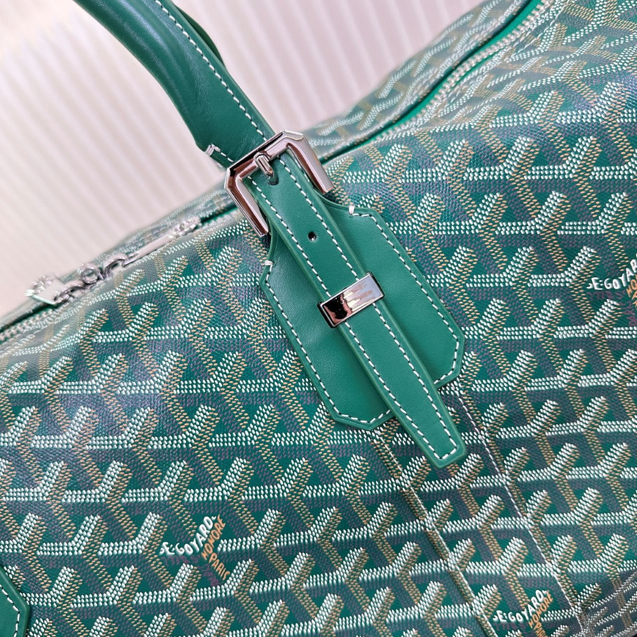 Goyard Green Goyardine Coated Canvas and Leather Boston 50 Bag
