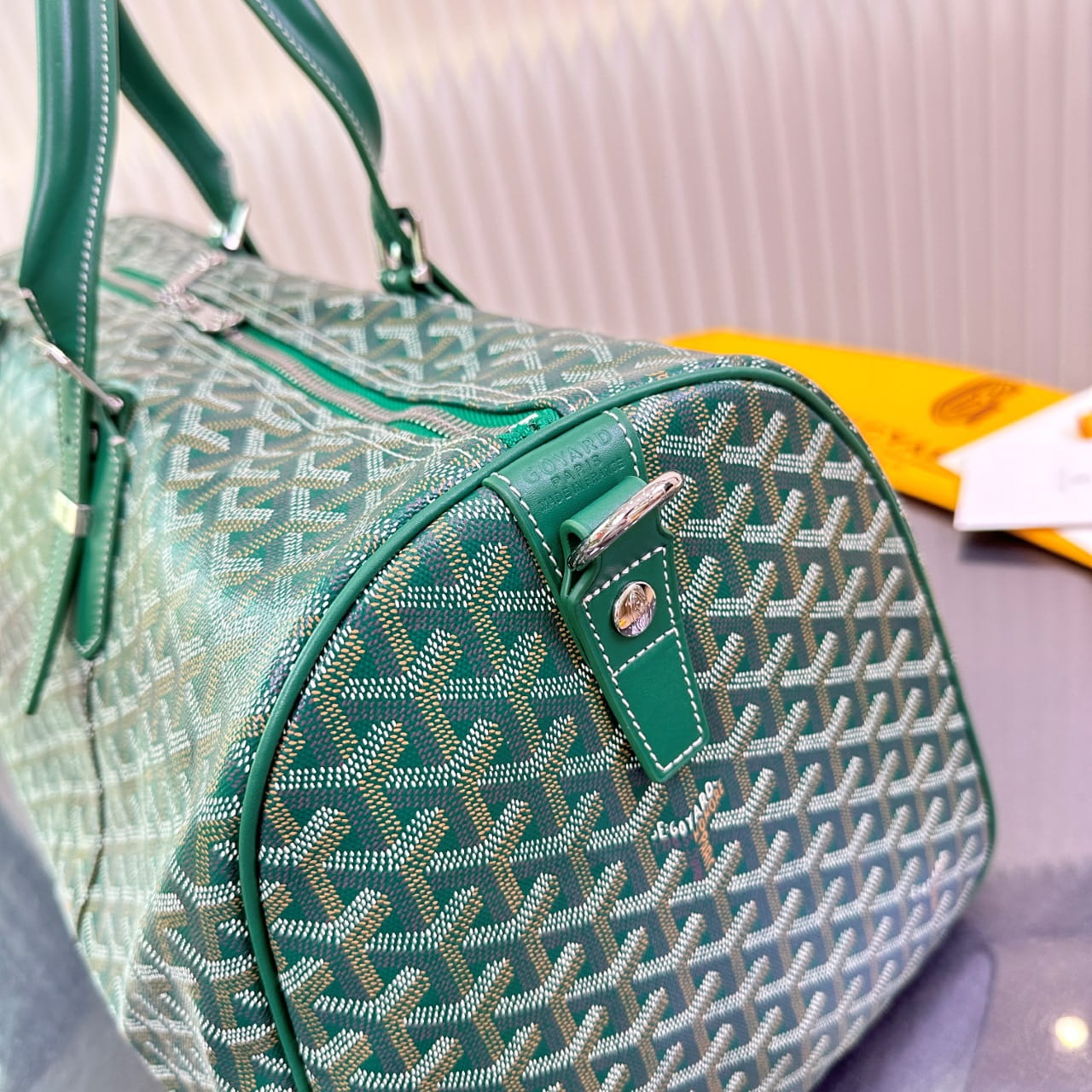 Goyard Green Goyardine Coated Canvas and Leather Boston 50 Bag