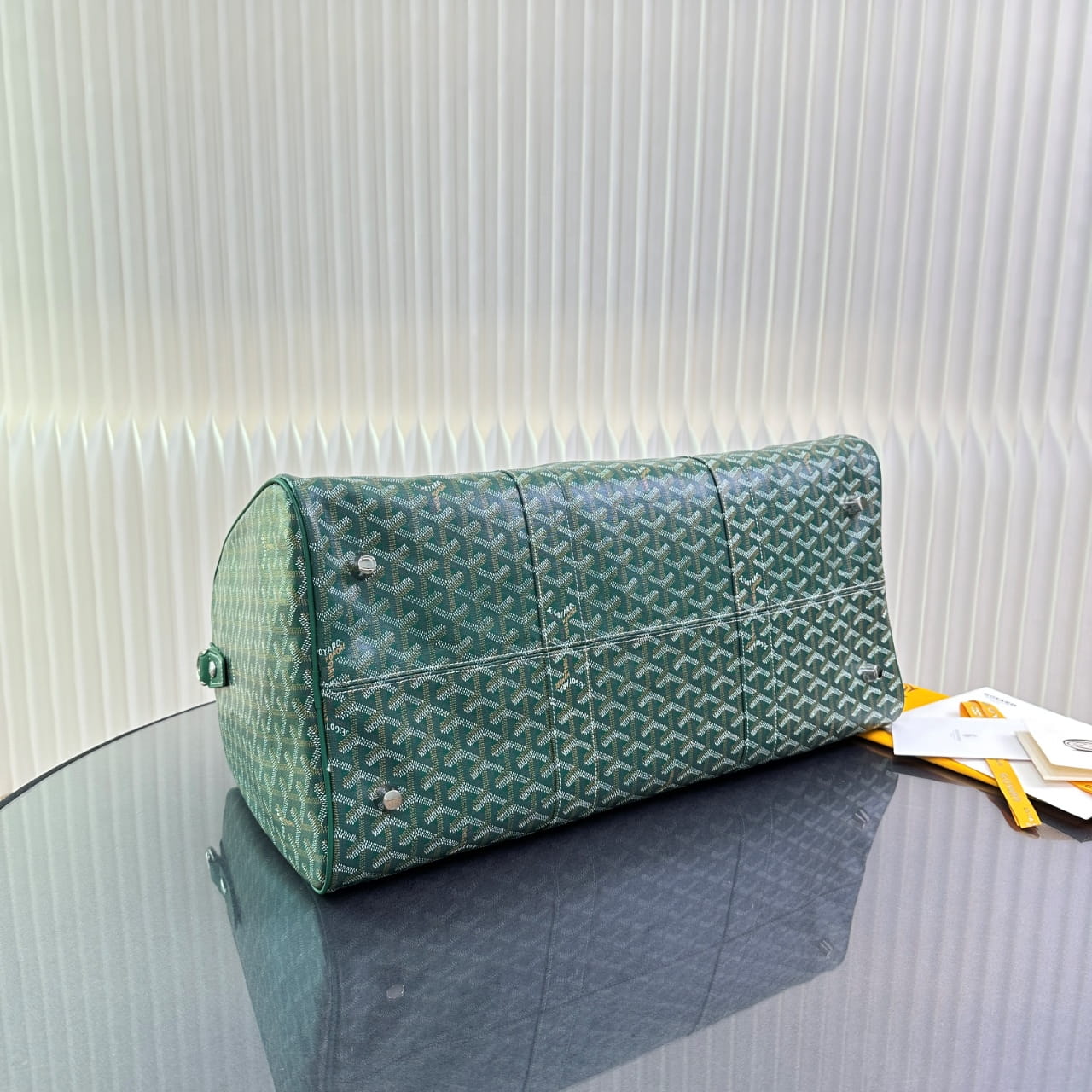Goyard Green Goyardine Coated Canvas and Leather Boston 50 Bag