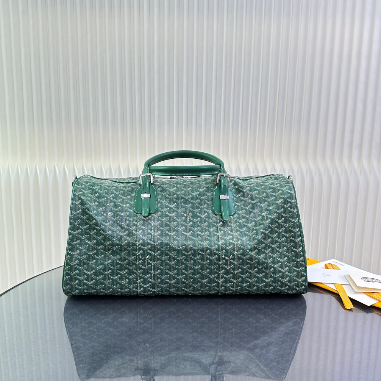 Goyard Green Goyardine Coated Canvas and Leather Boston 50 Bag