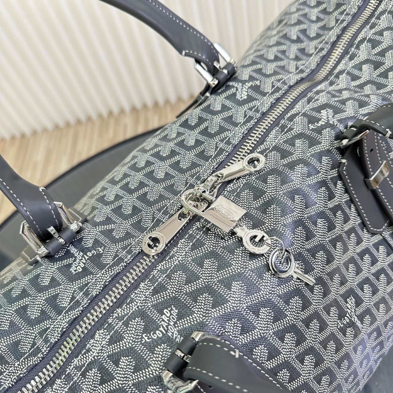 Goyard Grey Goyardine Coated Canvas and Leather Boston 50 Bag