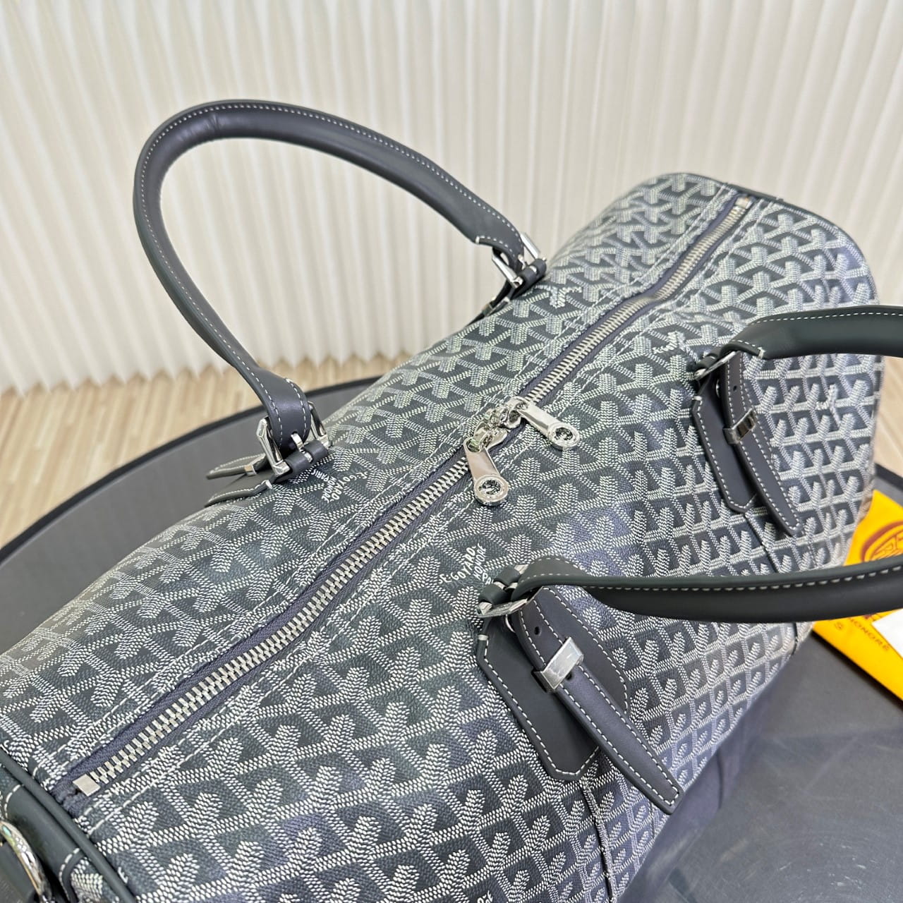 Goyard Grey Goyardine Coated Canvas and Leather Boston 50 Bag