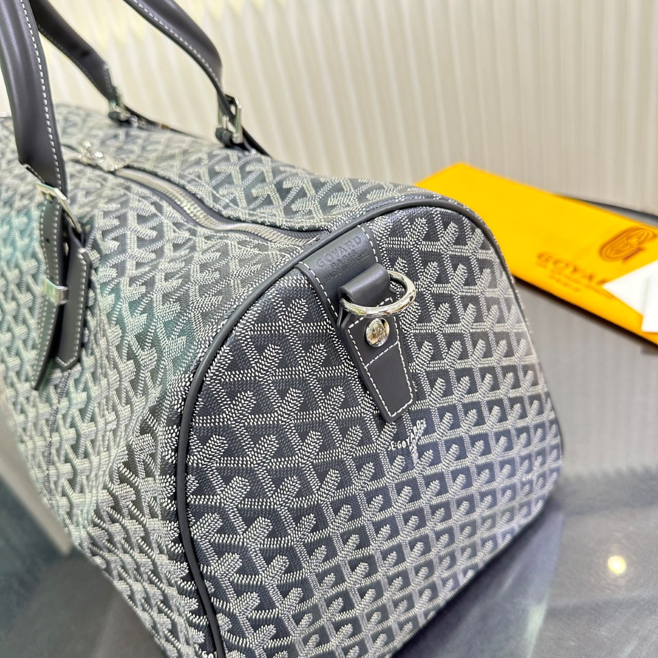 Goyard Grey Goyardine Coated Canvas and Leather Boston 50 Bag