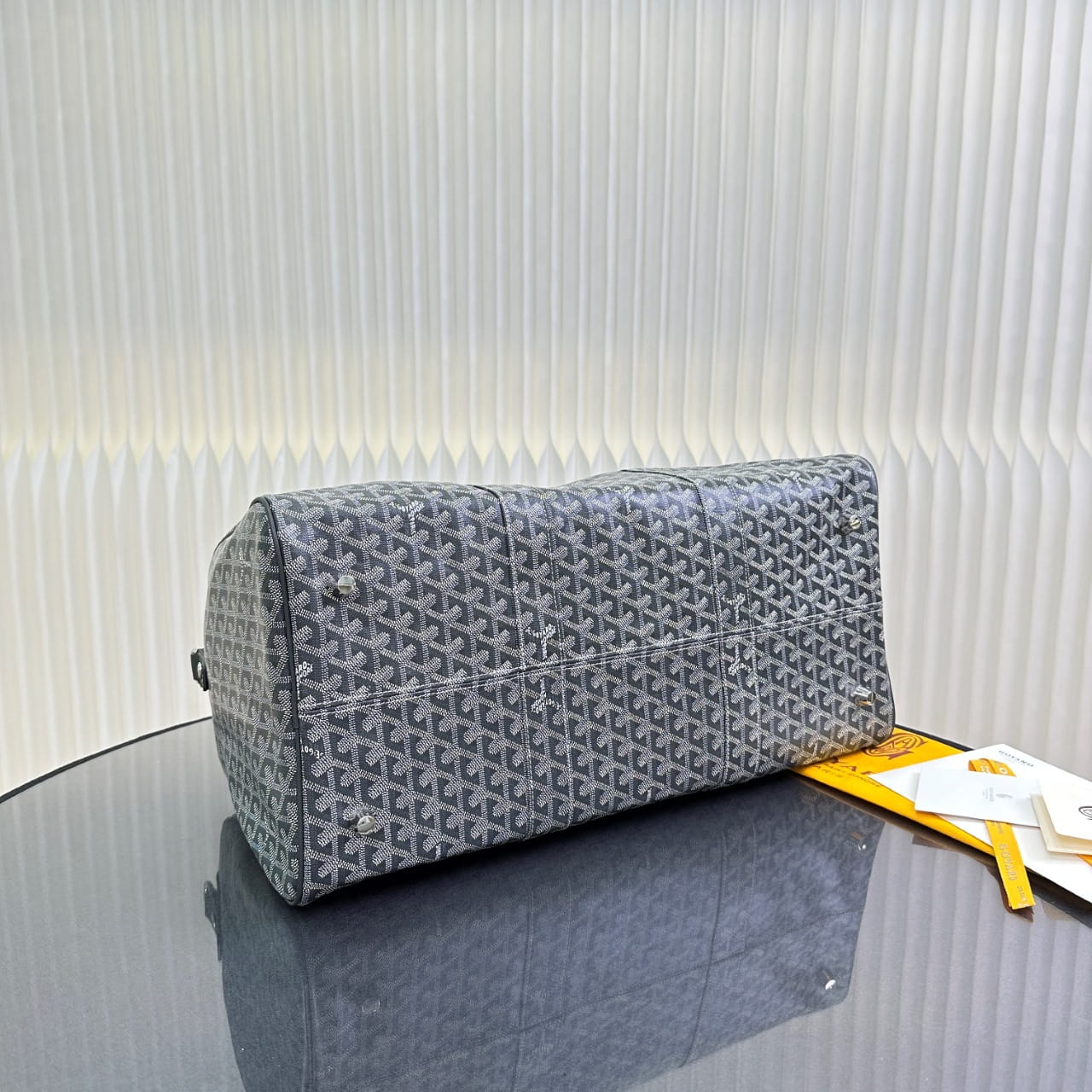 Goyard Grey Goyardine Coated Canvas and Leather Boston 50 Bag