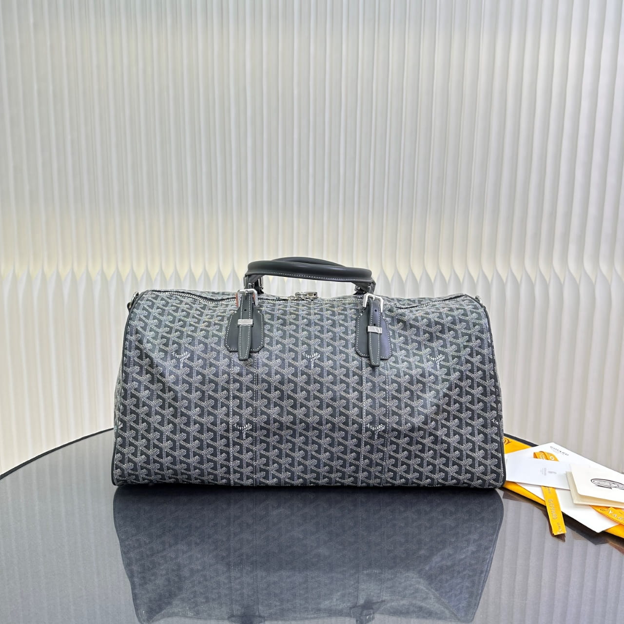 Goyard Grey Goyardine Coated Canvas and Leather Boston 50 Bag