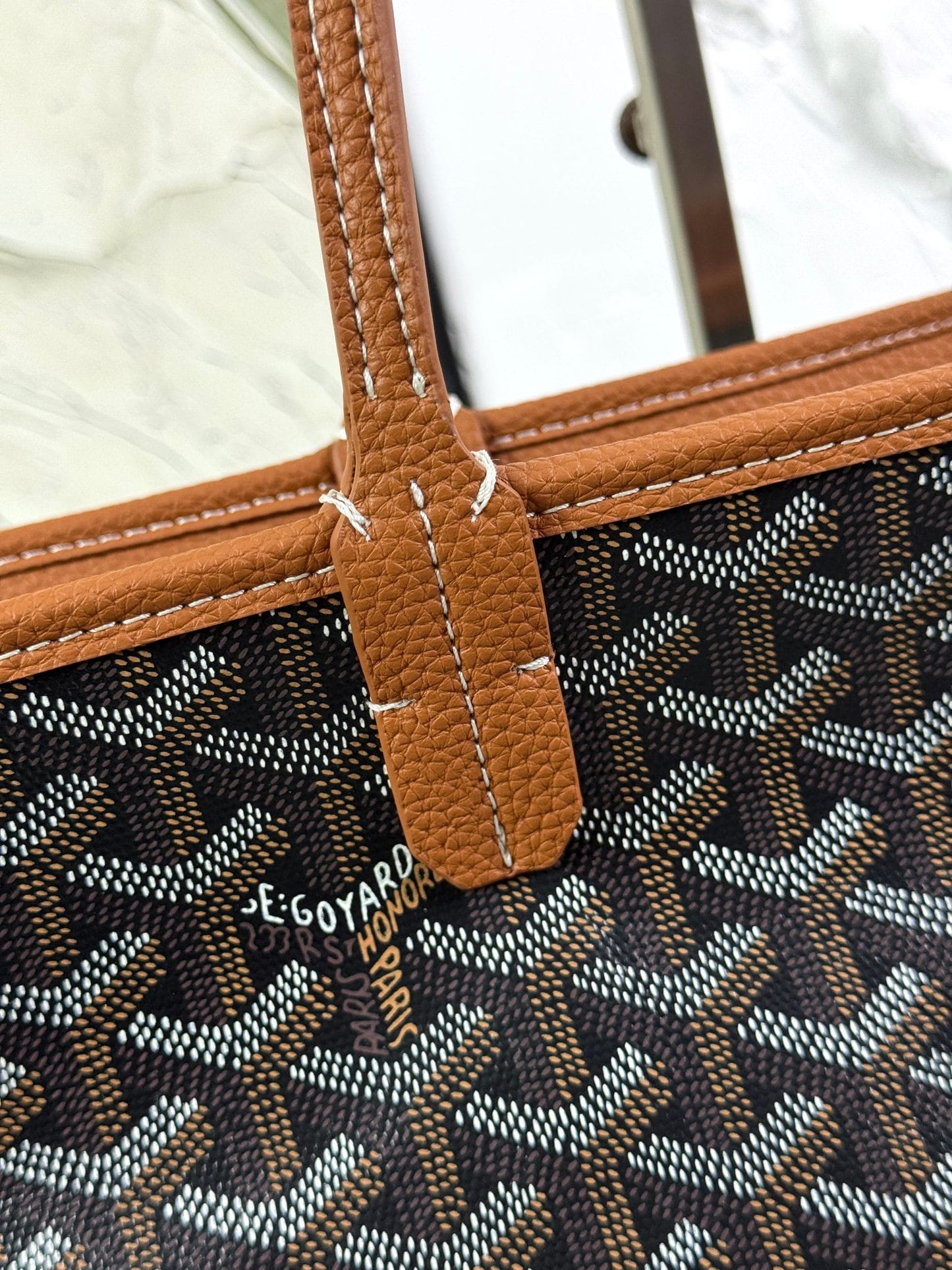 Goyard Hardy PM Bag - Black and Tan Goyardine Coated Canvas Zippered Tote