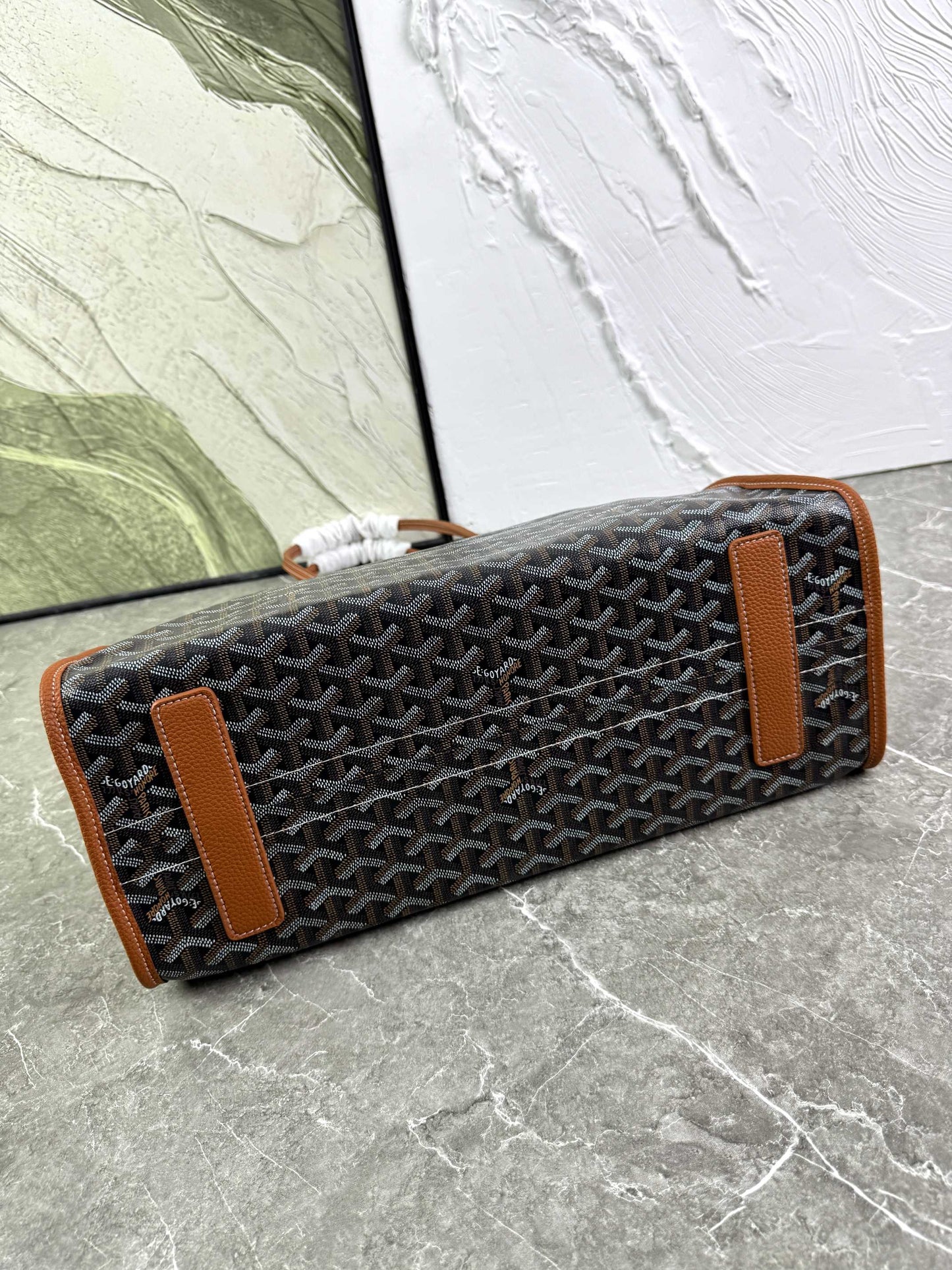 Goyard Hardy PM Bag - Black and Tan Goyardine Coated Canvas Zippered Tote