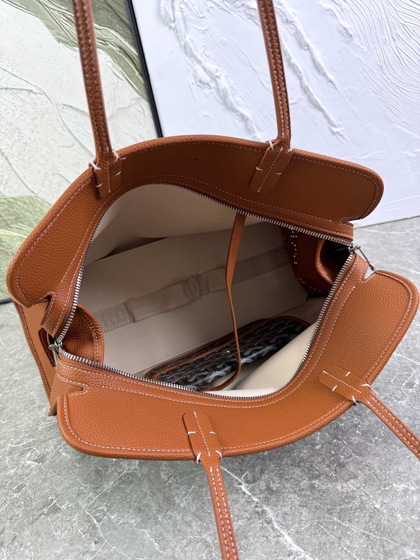Goyard Hardy PM Bag - Black and Tan Goyardine Coated Canvas Zippered Tote