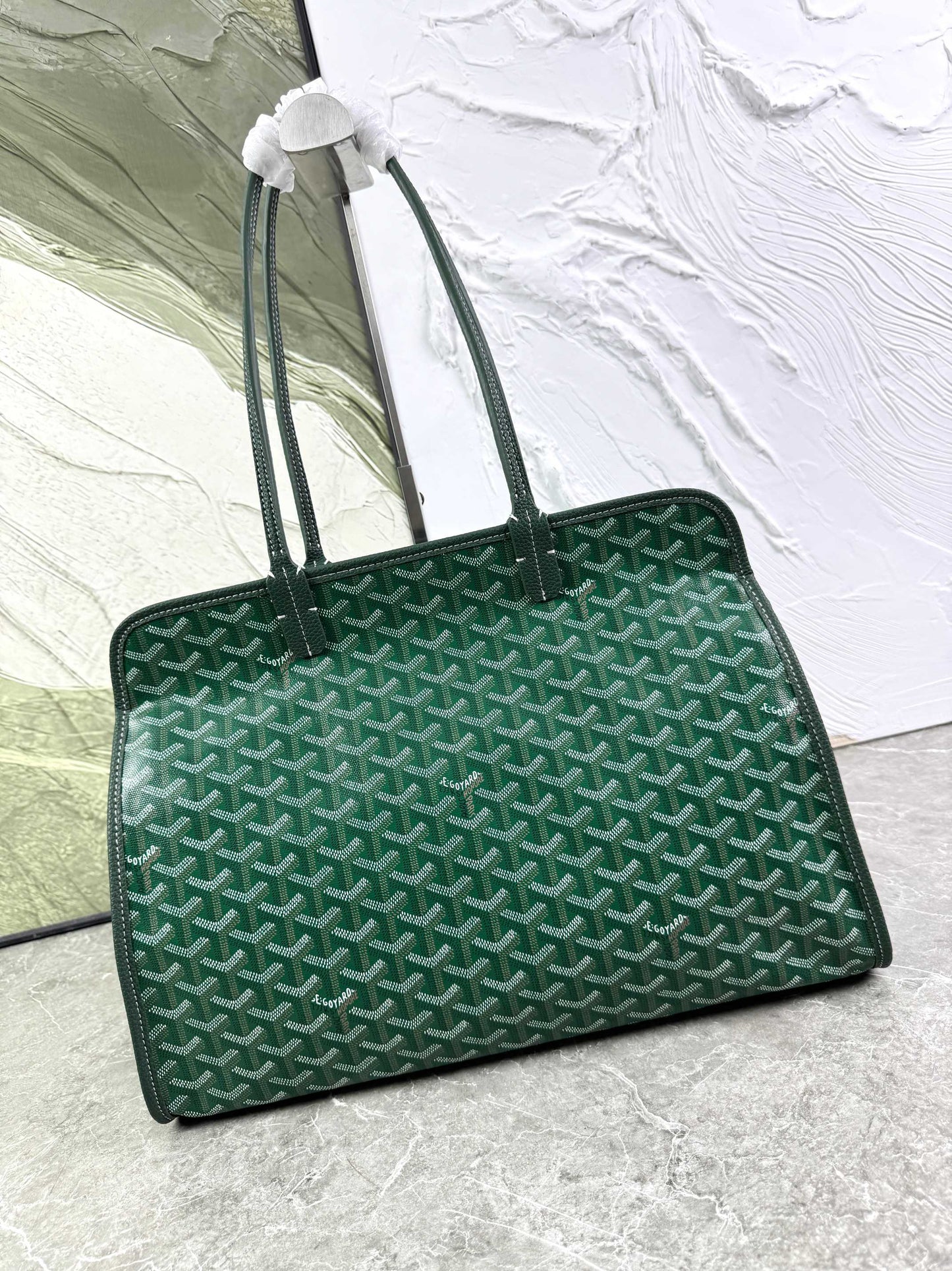 Goyard Hardy PM Bag - Green Goyardine Coated Canvas Zippered Tote