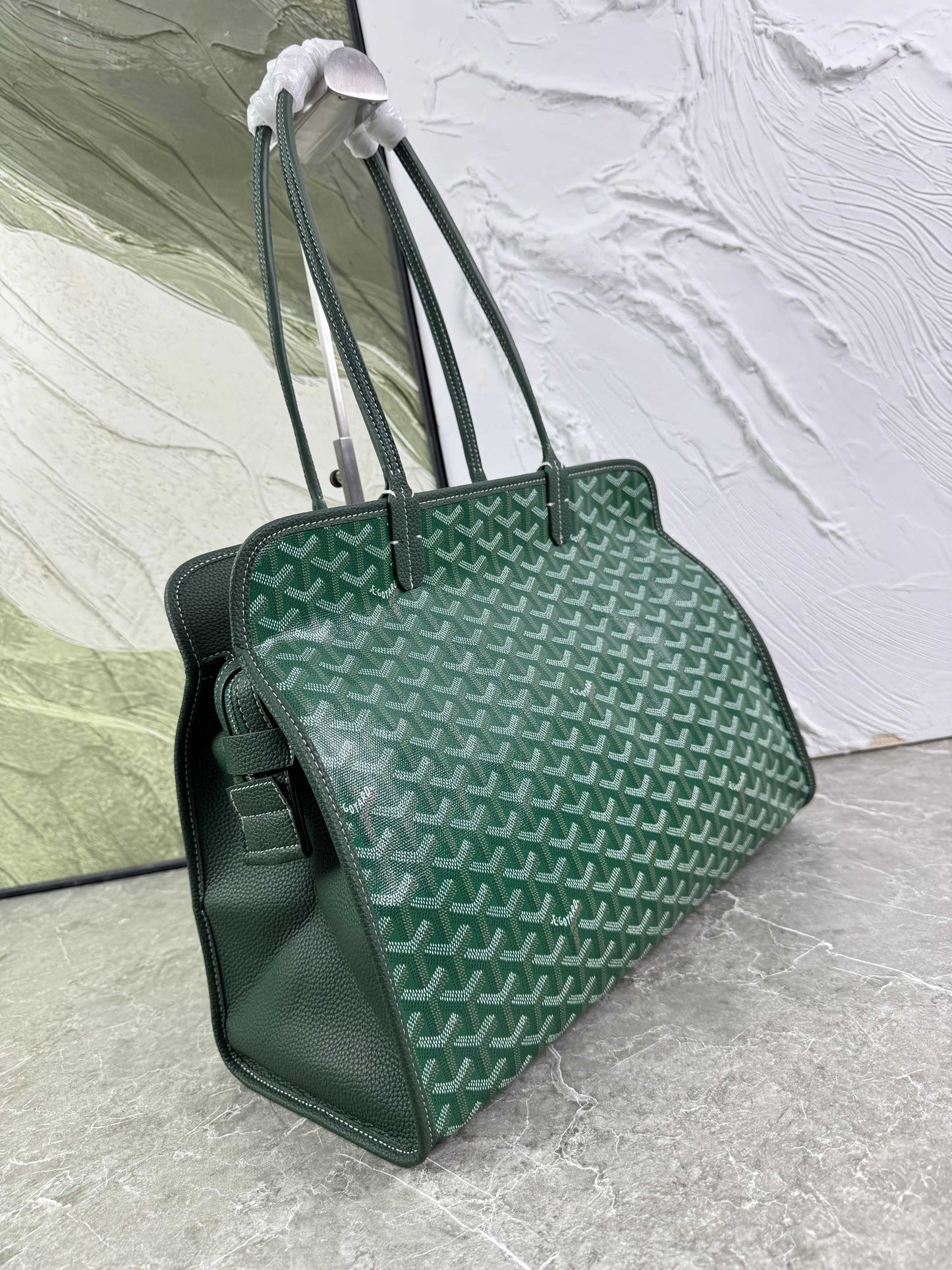 Goyard Hardy PM Bag - Green Goyardine Coated Canvas Zippered Tote