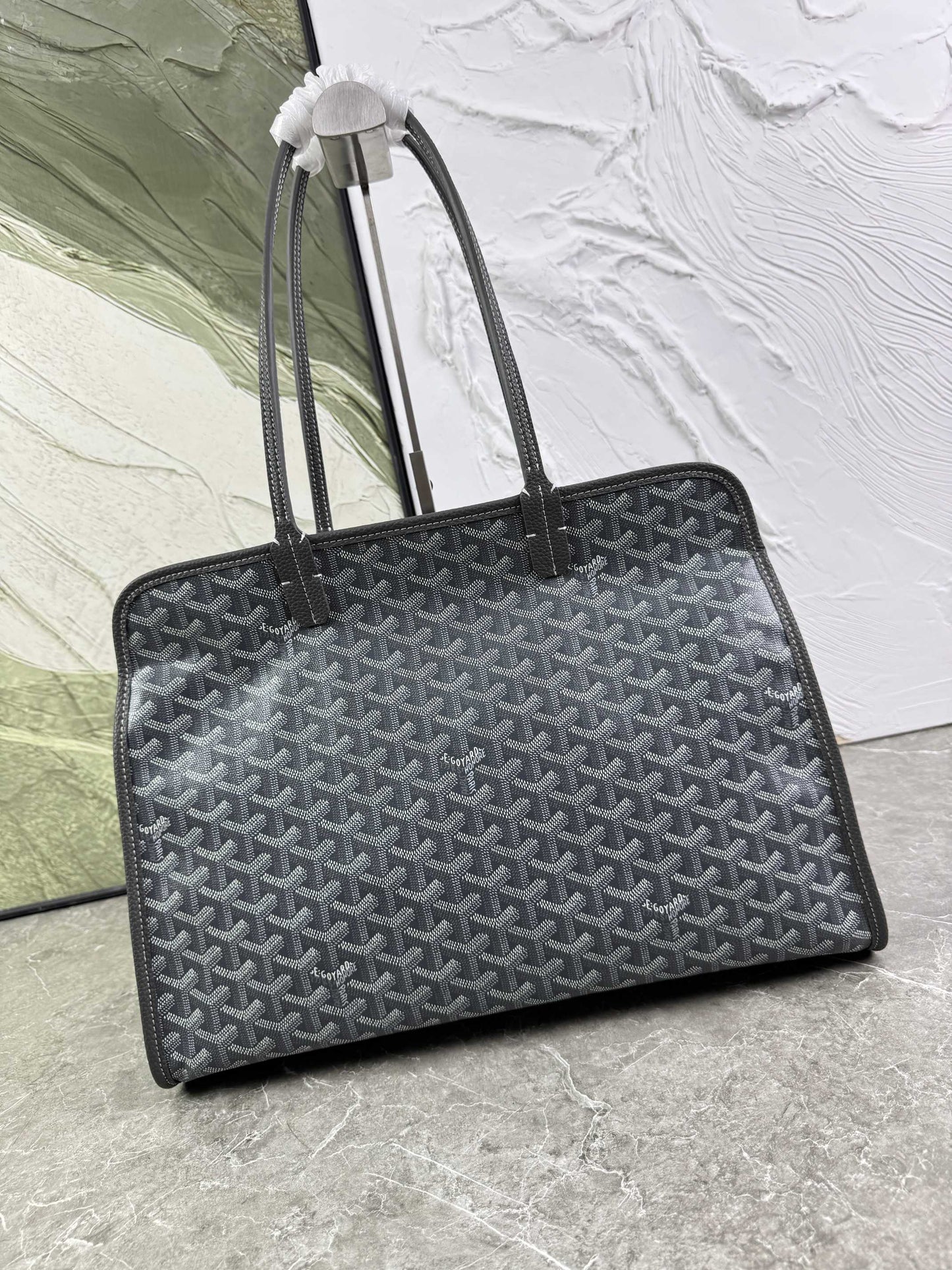 Goyard Hardy PM Bag - Grey Goyardine Coated Canvas Zippered Tote