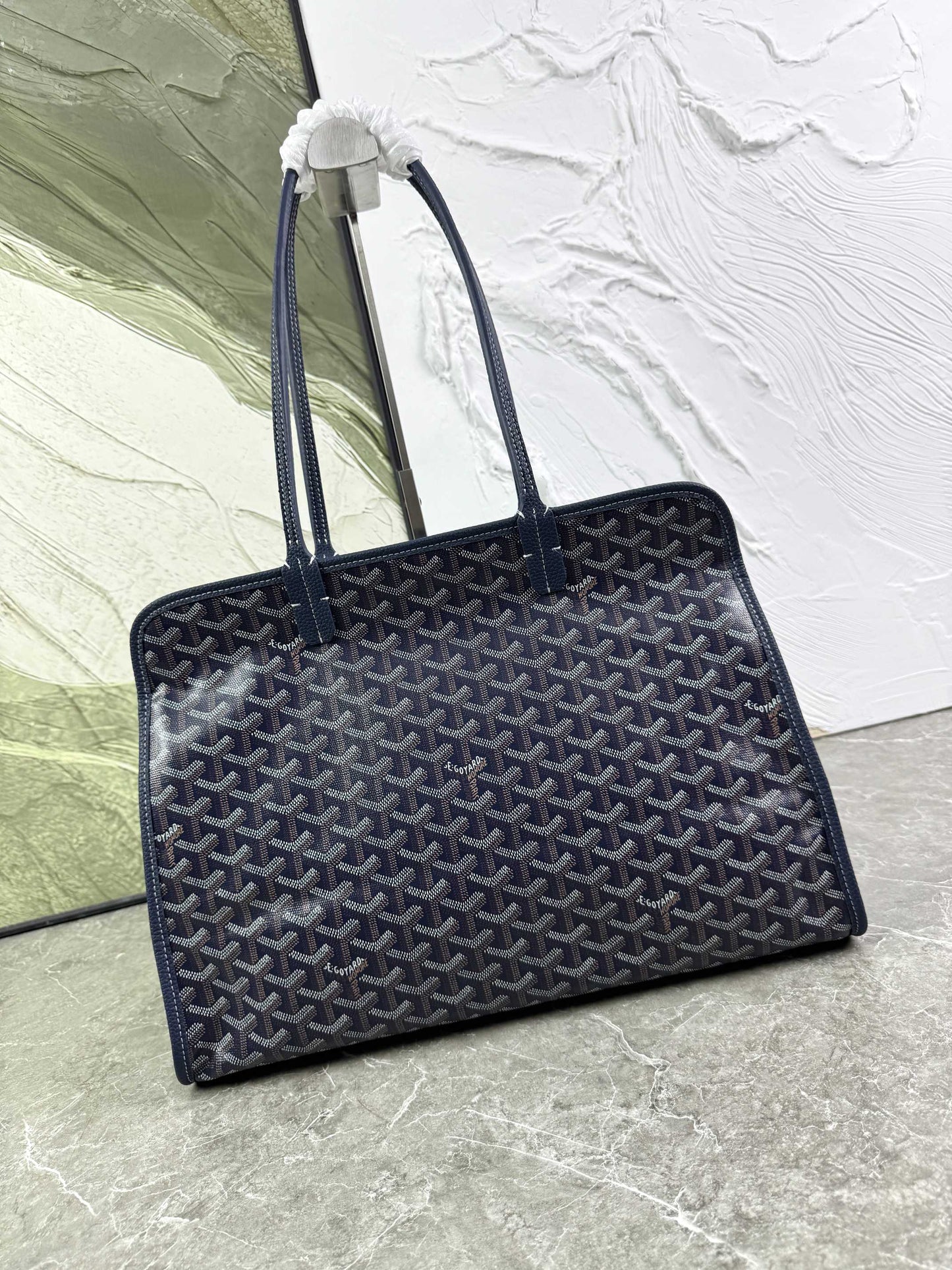 Goyard Hardy PM Bag - Navy Blue Goyardine Coated Canvas Zippered Tote