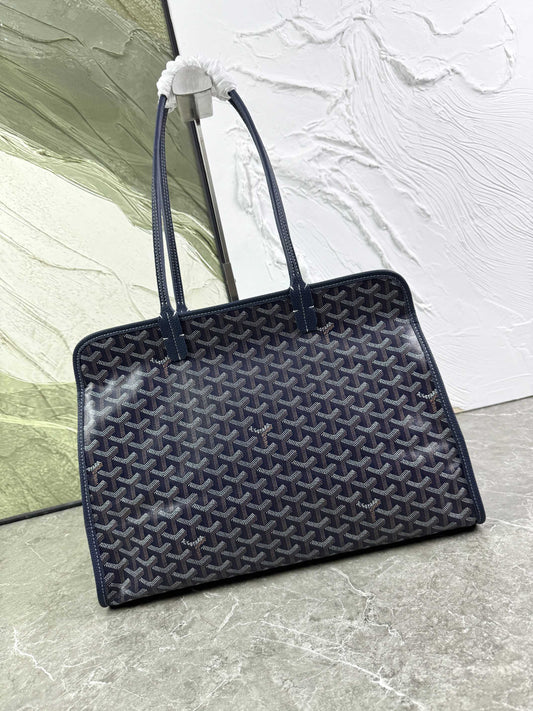 Goyard Hardy PM Bag - Navy Blue Goyardine Coated Canvas Zippered Tote