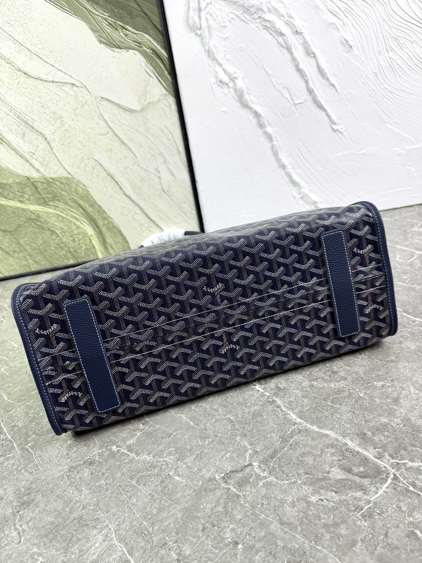 Goyard Hardy PM Bag - Navy Blue Goyardine Coated Canvas Zippered Tote