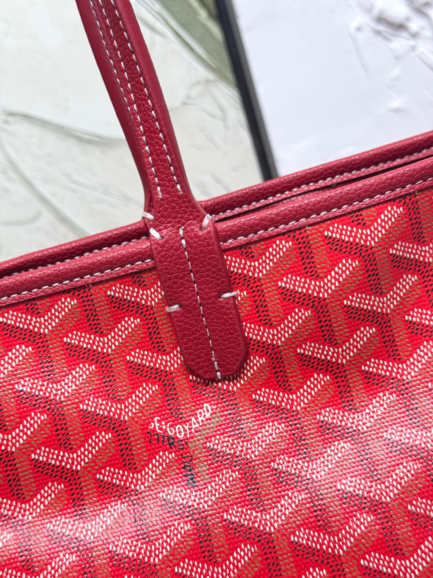 Goyard Hardy PM Bag - Red Goyardine Coated Canvas Zippered Tote