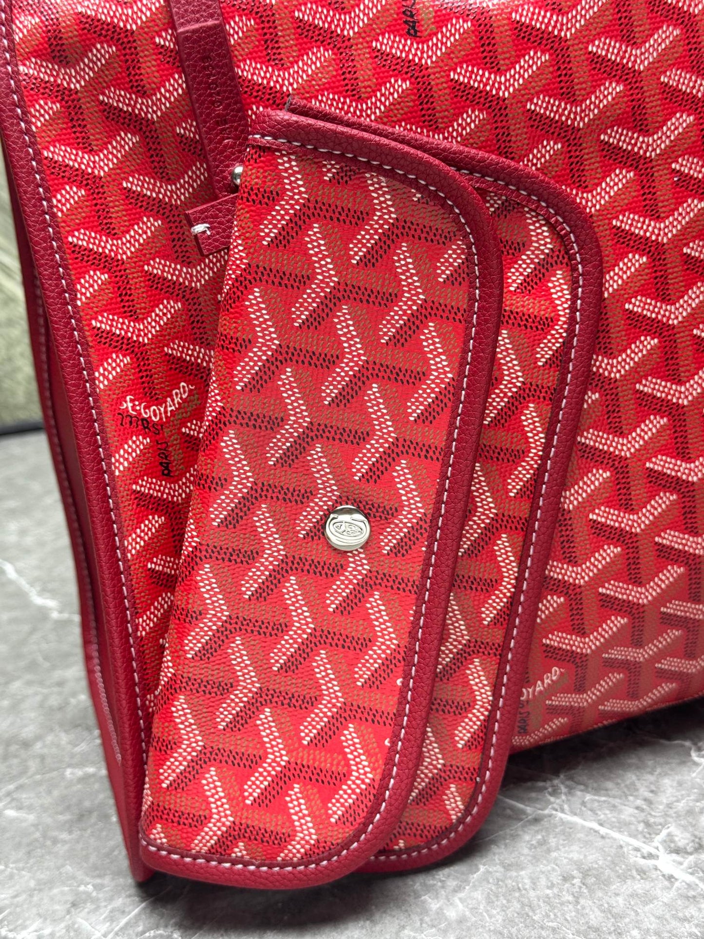 Goyard Hardy PM Bag - Red Goyardine Coated Canvas Zippered Tote