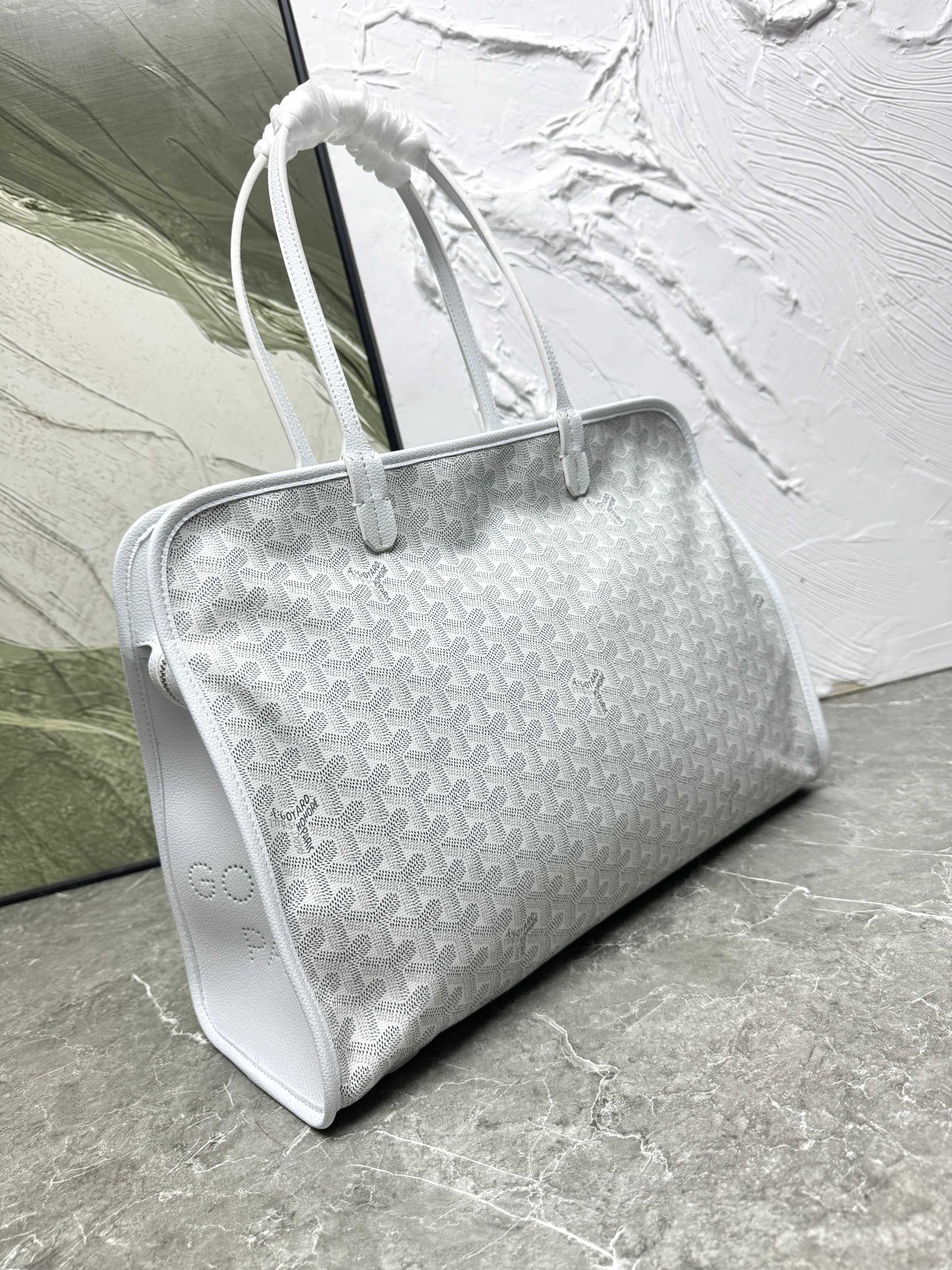 Goyard Hardy PM Bag - White Goyardine Coated Canvas Zippered Tote