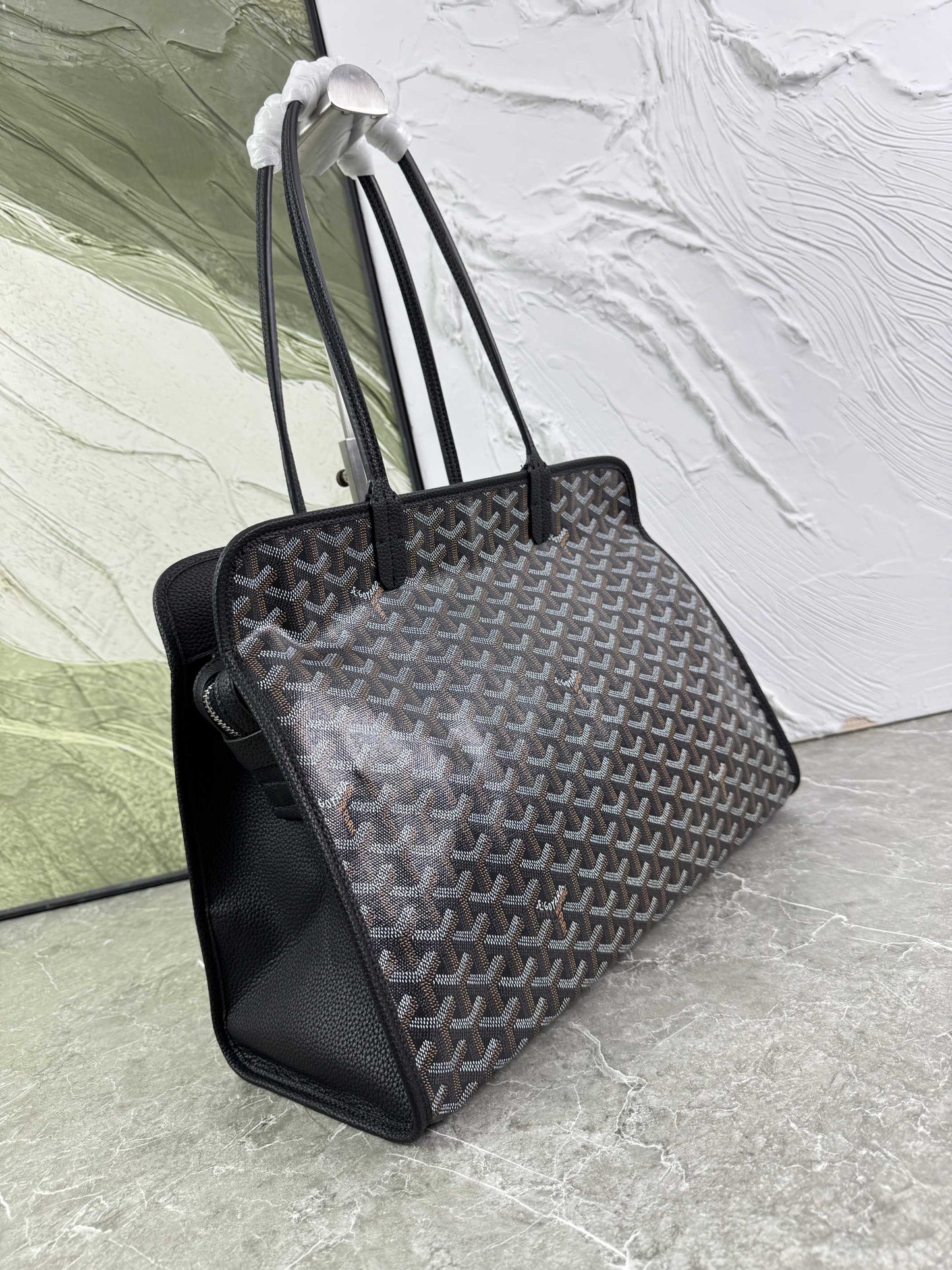 Goyard Hardy PM Bag - All-Black Goyardine Coated Canvas Zippered Tote