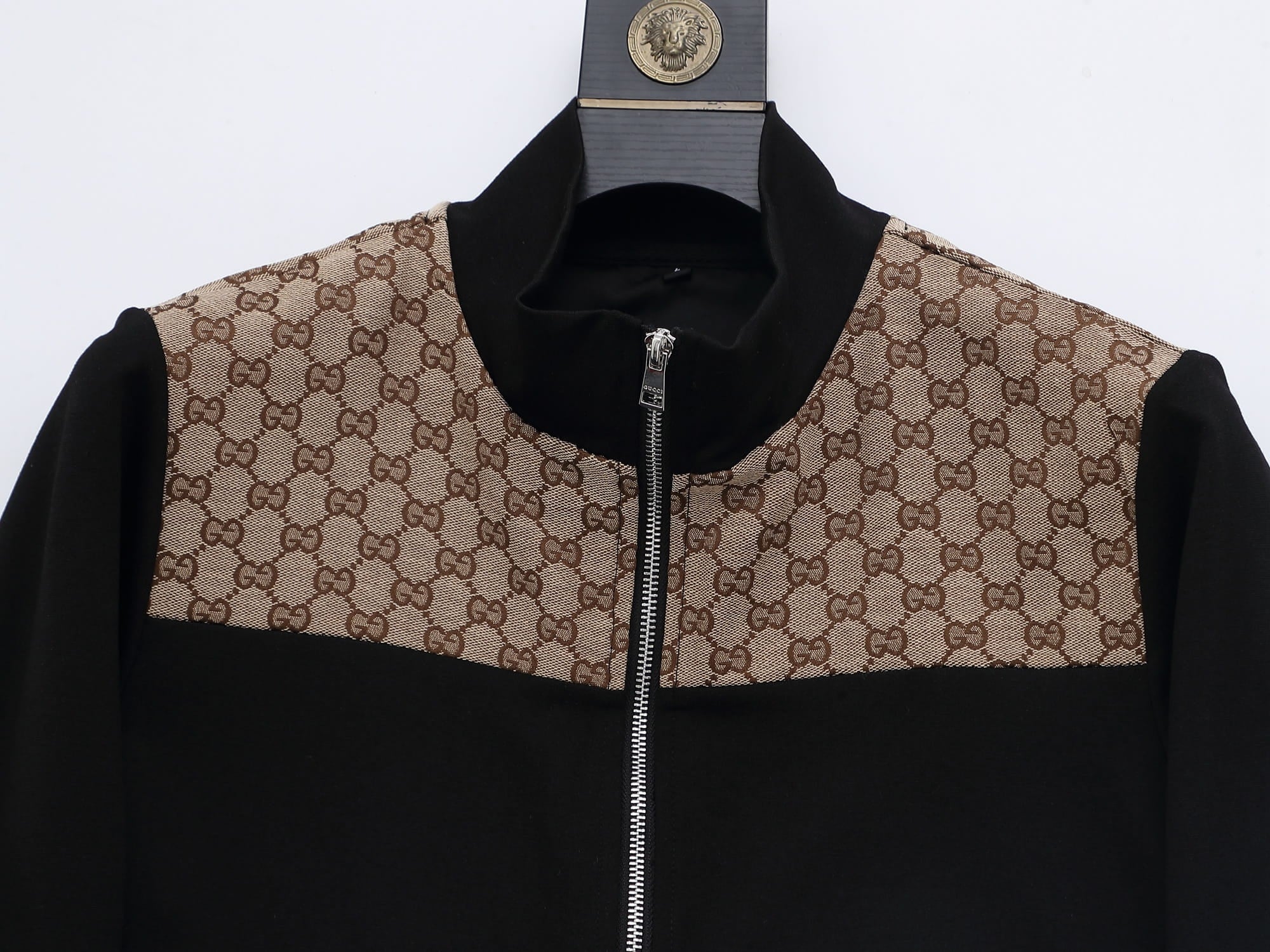 Gucci GG Supreme Color-Block Tracksuit - Black Jersey Zip Jacket