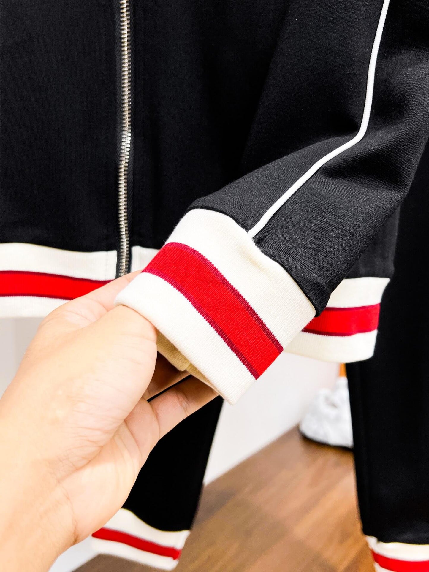 Gucci Interlocking G Technical Jersey Tracksuit Black with Red Trim