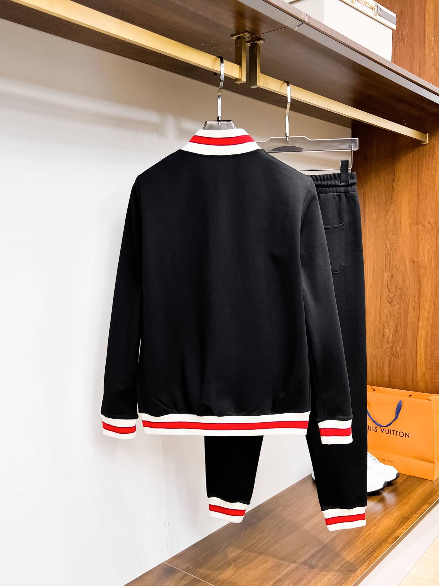Gucci Interlocking G Technical Jersey Tracksuit Black with Red