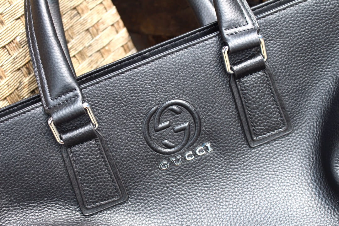 Gucci Interlocking G Tote Bag Shoulder Leather - Black