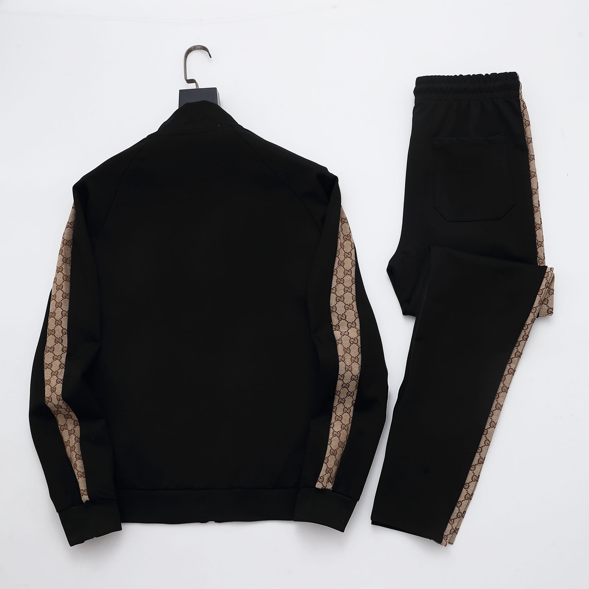 Gucci Interlocking G Tracksuit Set - Black & GG Supreme Stripe
