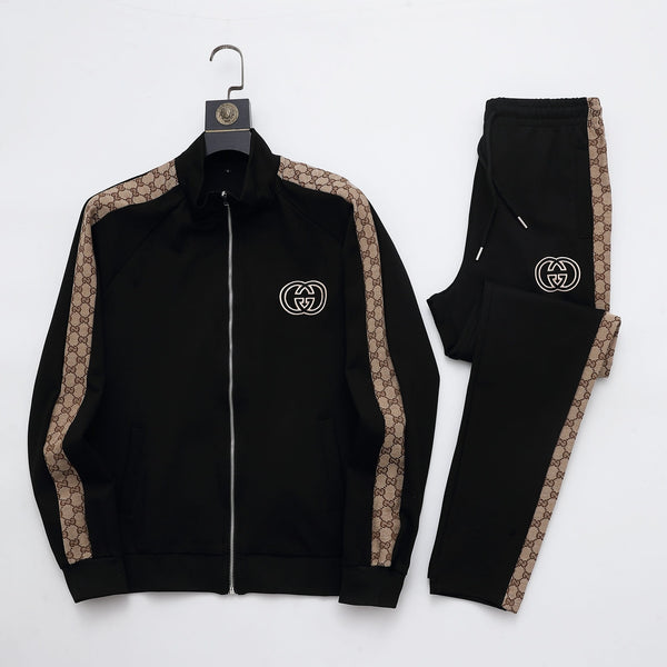 Gucci Interlocking G Tracksuit Set - Black & GG Supreme Stripe