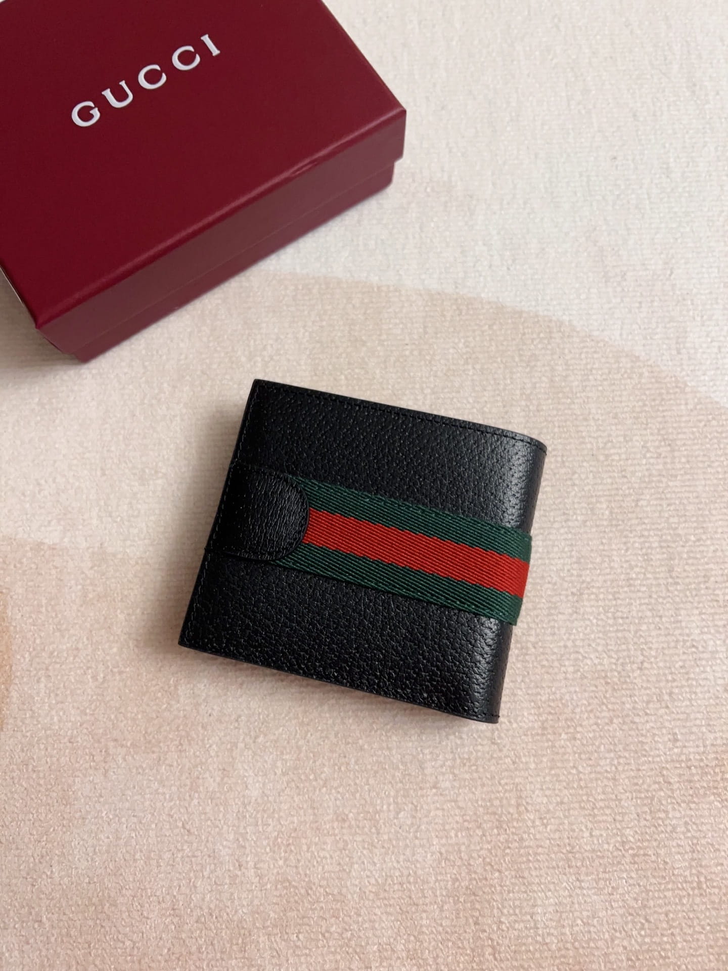 Gucci Men's Ophidia Bifold Wallet - Black Grainy Leather with Web