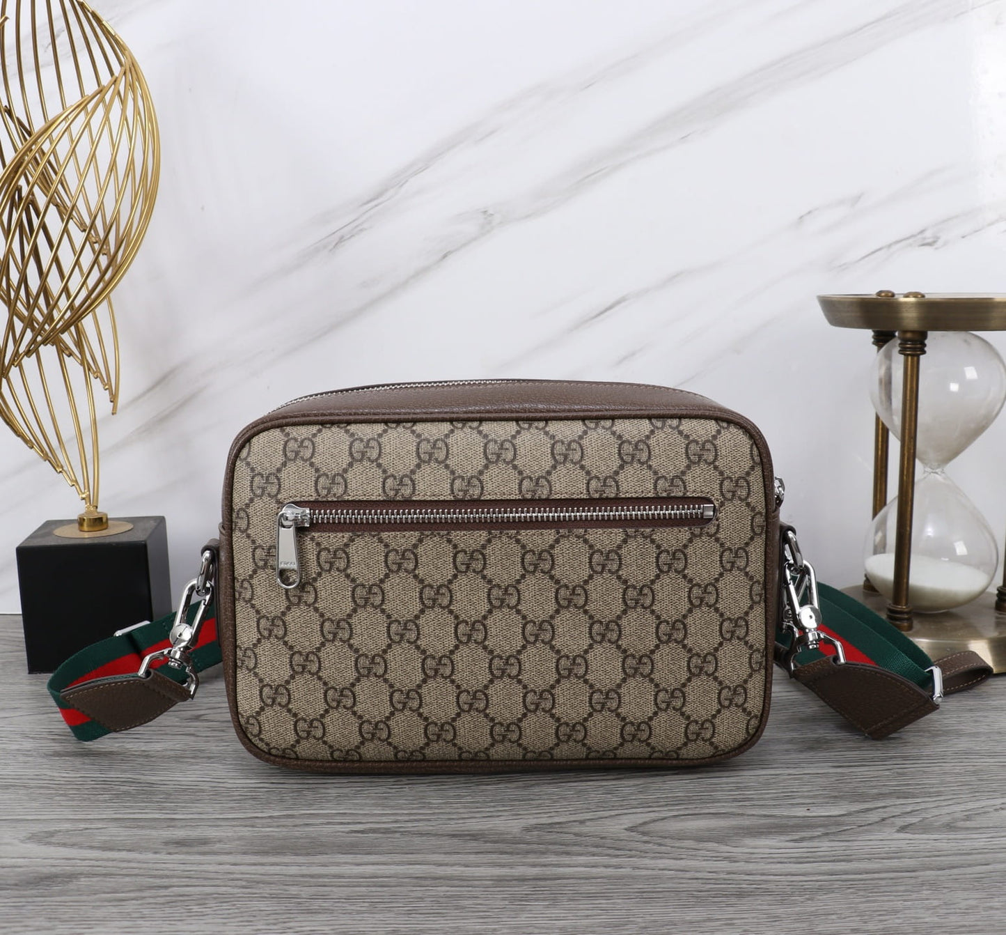 Gucci Ophidia Small Crossbody Bag - Beige and Ebony GG Supreme Canvas