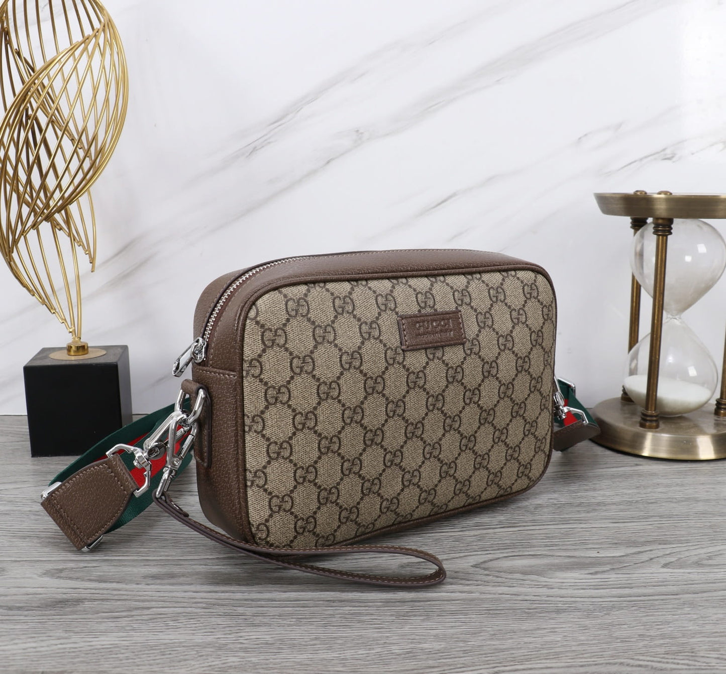 Gucci Ophidia Small Crossbody Bag - Beige and Ebony GG Supreme Canvas