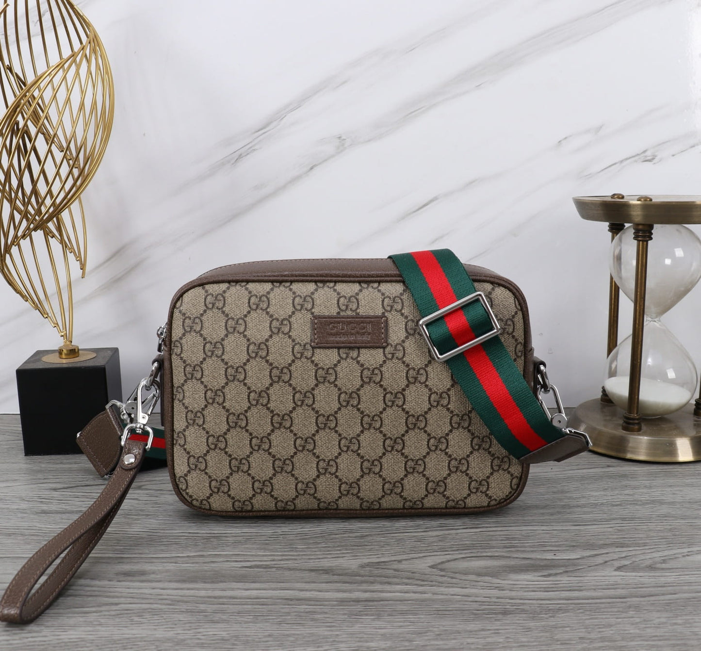 Gucci Ophidia Small Crossbody Bag - Beige and Ebony GG Supreme Canvas