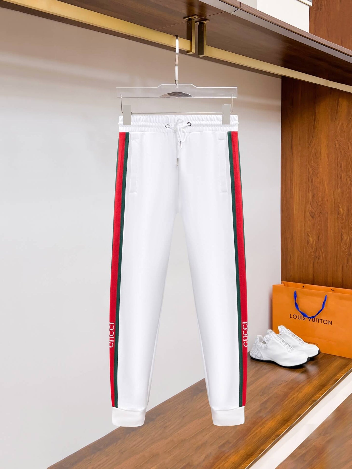 Gucci Web Stripe Technical Jersey Tracksuit White with Logo Chest Band