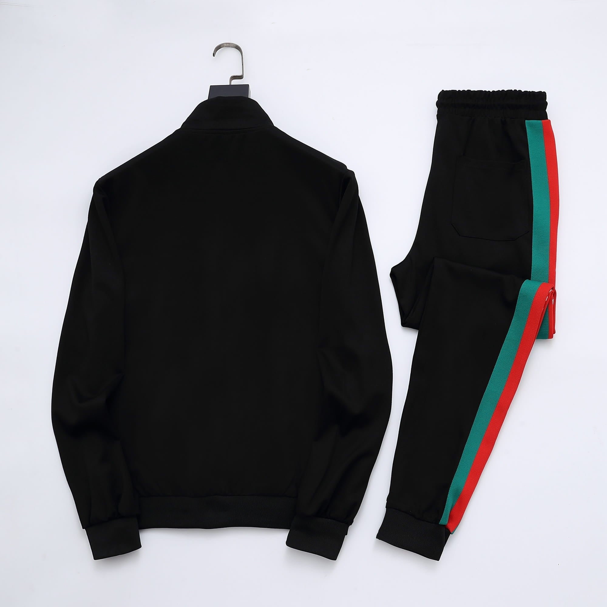 Gucci Web Stripe Tracksuit Set - Black Technical Knit Zip Jacket