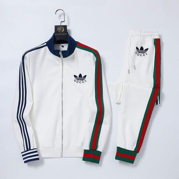 Gucci x adidas Trefoil Logo Web Stripe Tracksuit White Technical