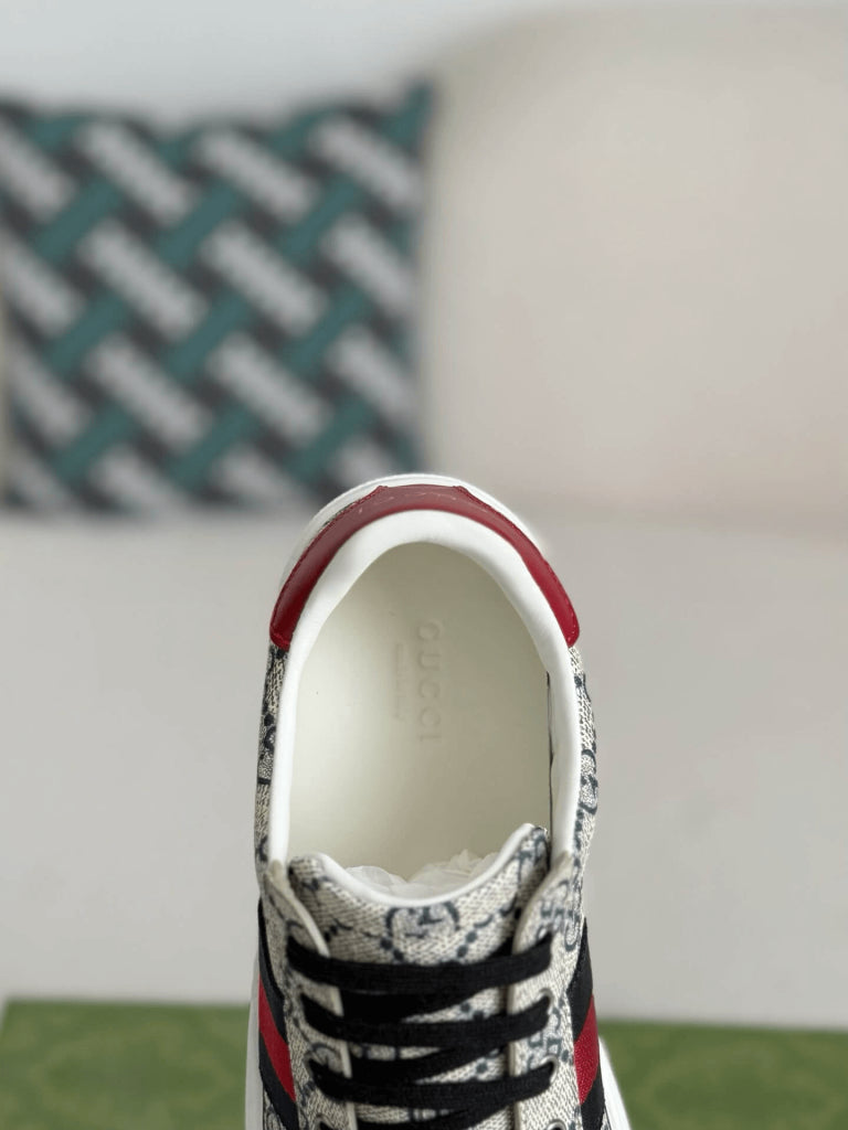 Gucci Ace Sneaker – Beige & Blue GG Supreme Canvas