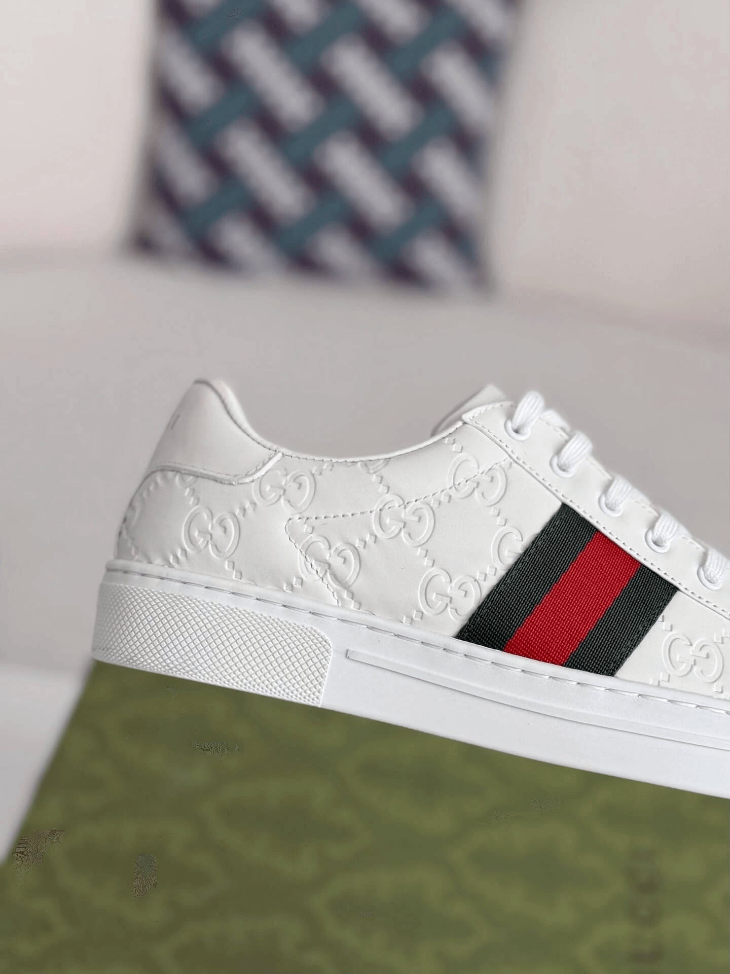 Gucci Ace Sneaker – White GG Embossed Leather