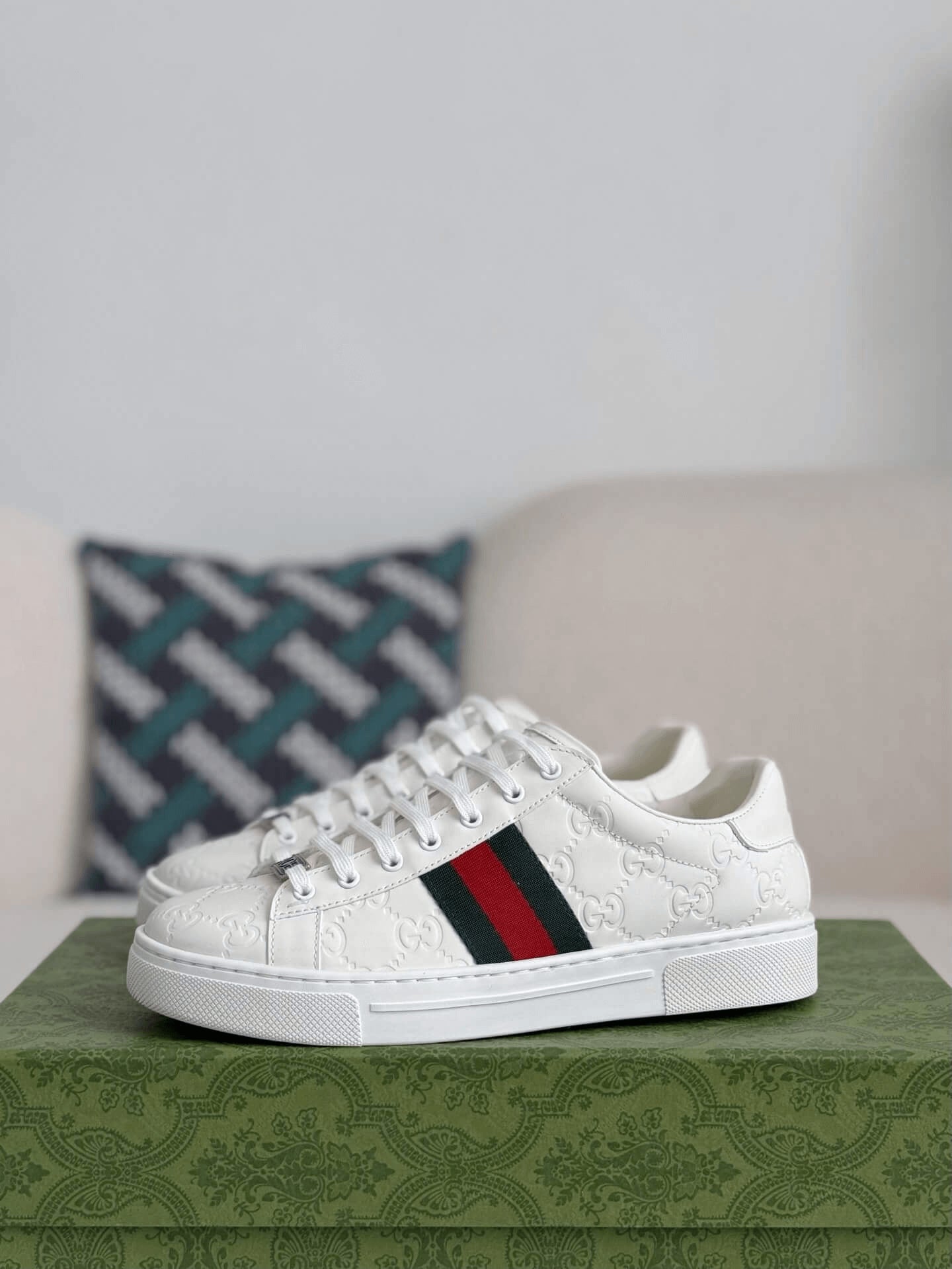 Gucci Ace Sneaker – White GG Embossed Leather