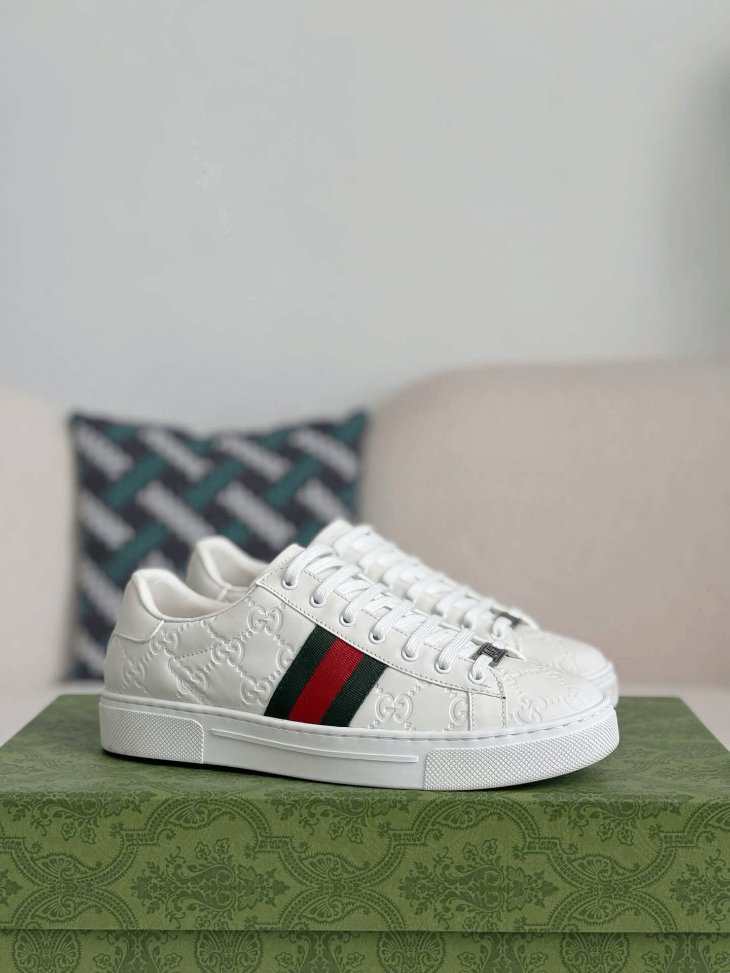 Gucci Ace Sneaker – White GG Embossed Leather