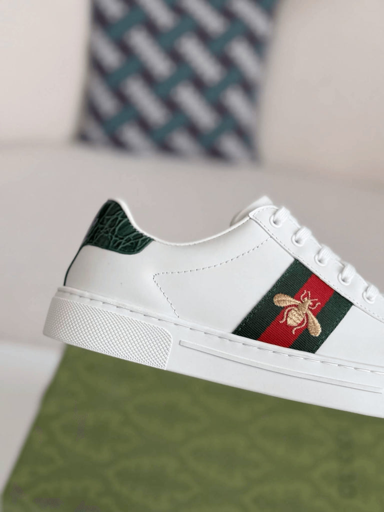 Gucci Ace Sneaker – White Leather with Embroidered Bee