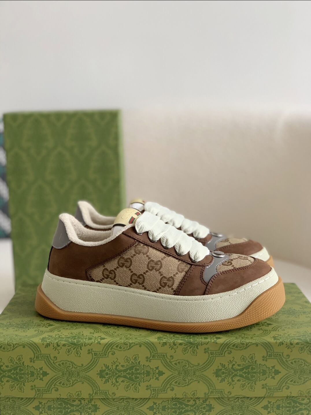 Gucci Double Screener Sneaker Beige