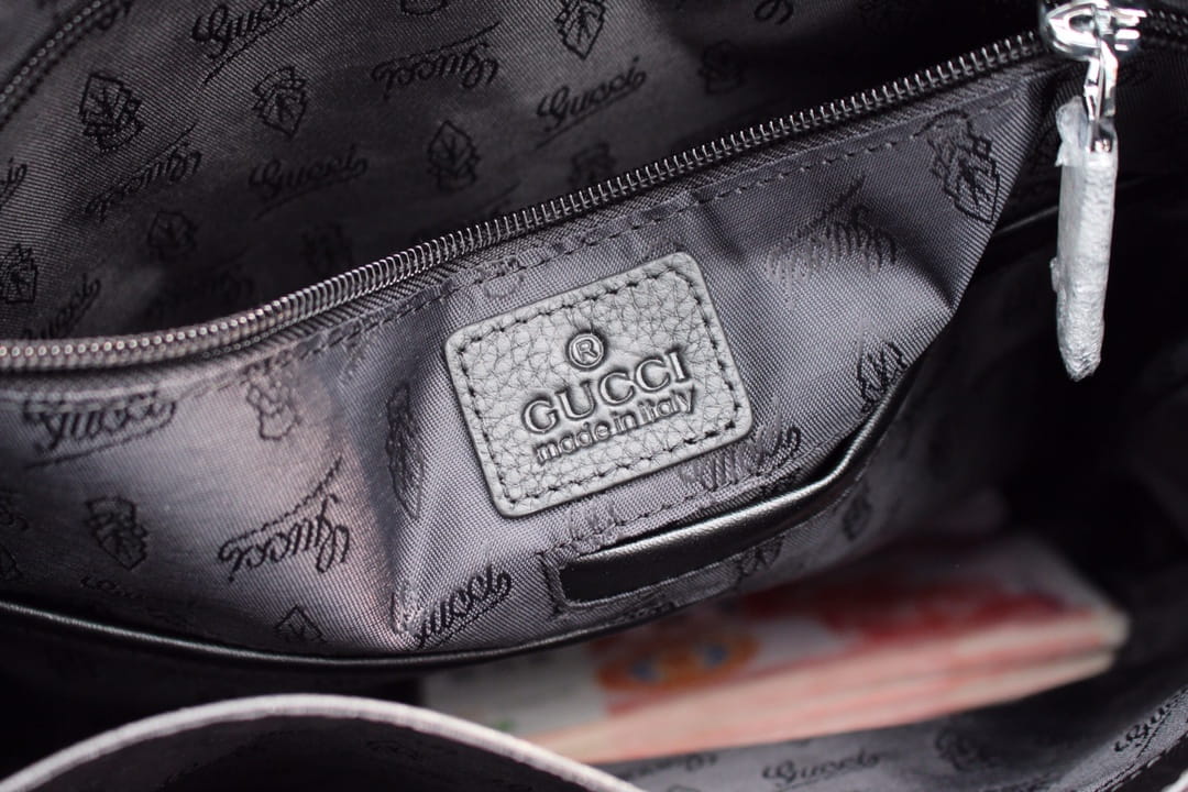 Gucci Interlocking G Tote Bag Shoulder Leather - Black