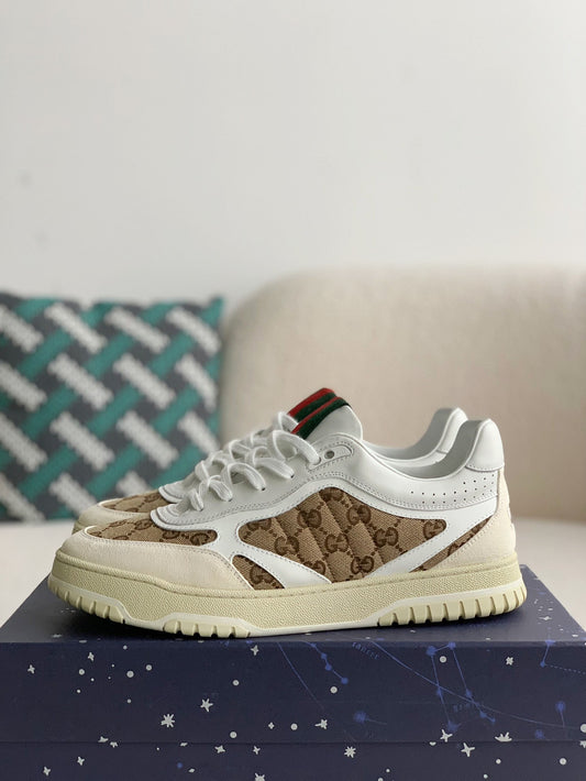 Gucci Mac80 Sneaker – White Leather & GG Supreme Canvas